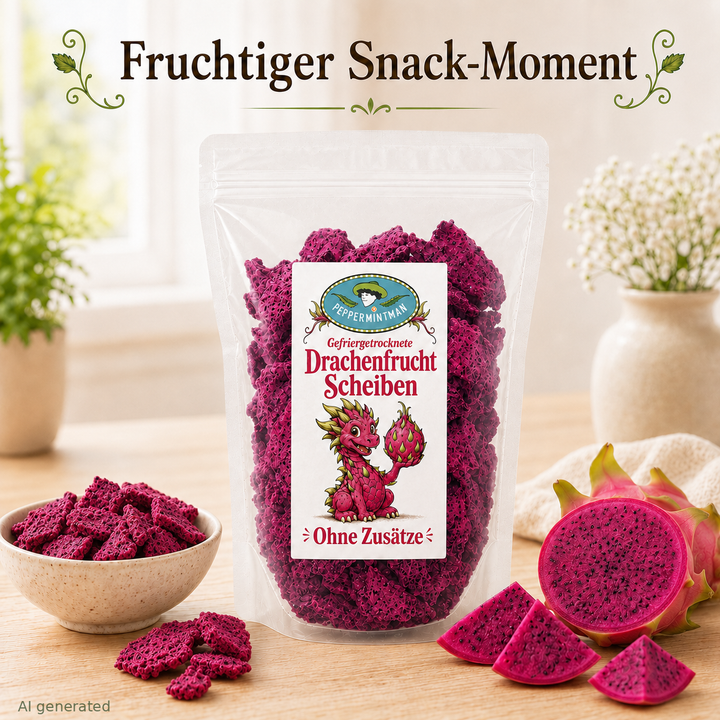 Drachenfrucht, Scheiben, gefriergetrocknet, 100 % natürlich