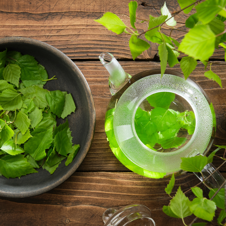 Birch leaves, cut, organic