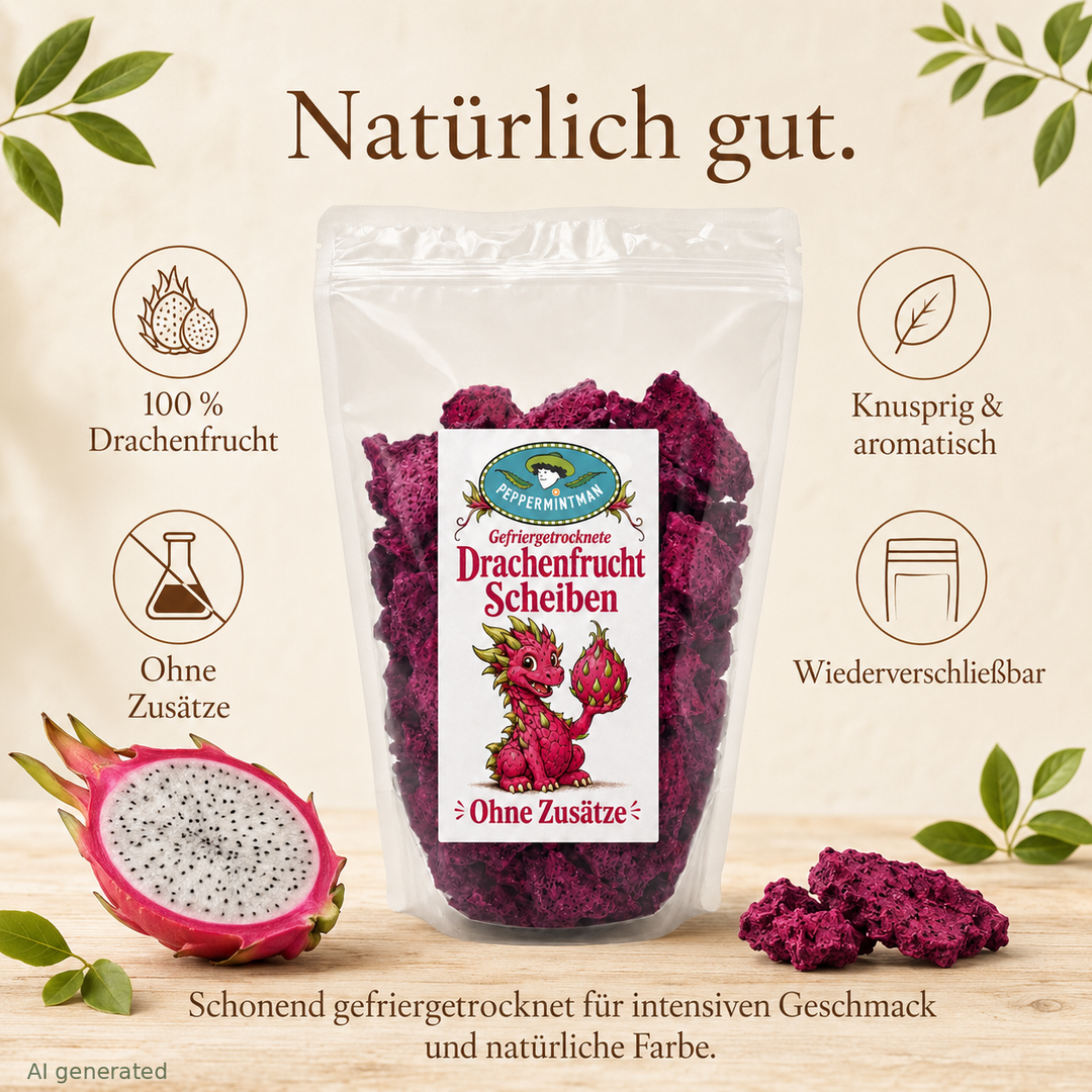 Drachenfrucht, Scheiben, gefriergetrocknet, 100 % natürlich