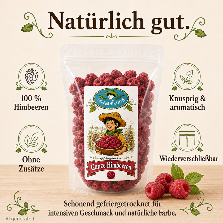 Himbeeren - ganze Früchte - gefriertrocknet - 100 % natürlich