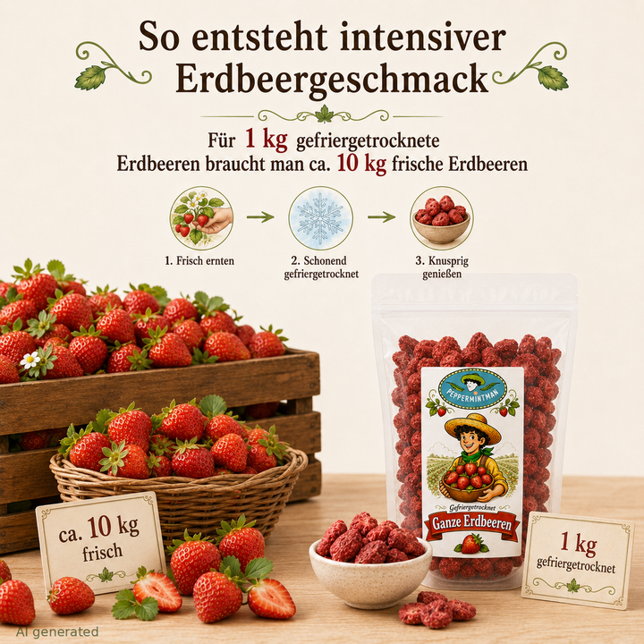 Fraises - fruits entiers - 100% naturelles, lyophilisées