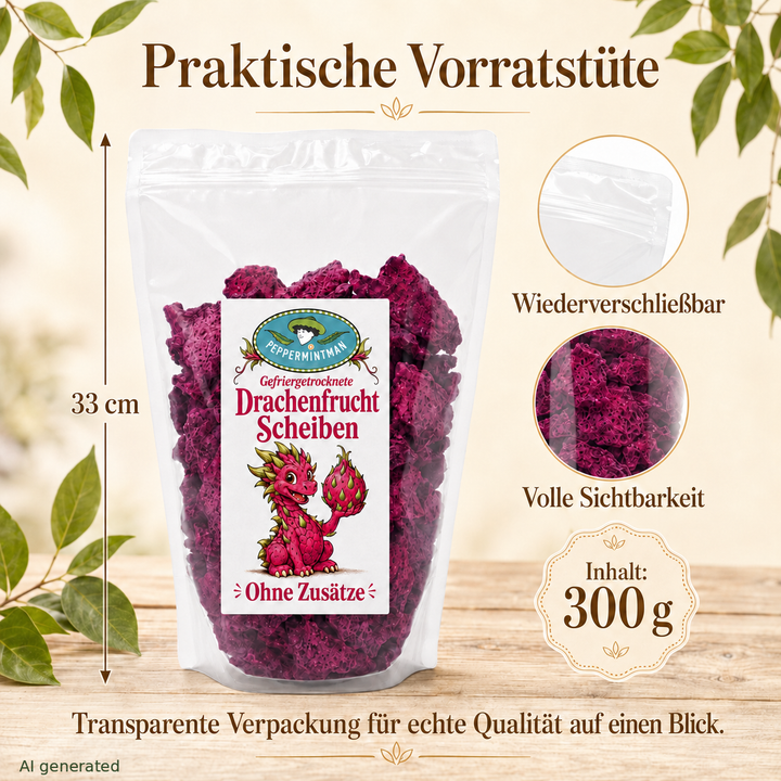 Drachenfrucht, Scheiben, gefriergetrocknet, 100 % natürlich