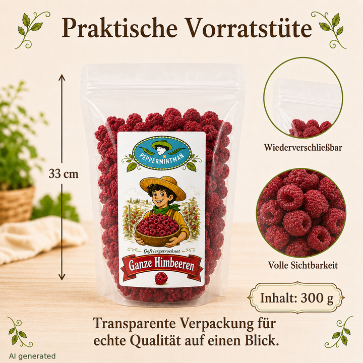 Himbeeren - ganze Früchte - gefriertrocknet - 100 % natürlich