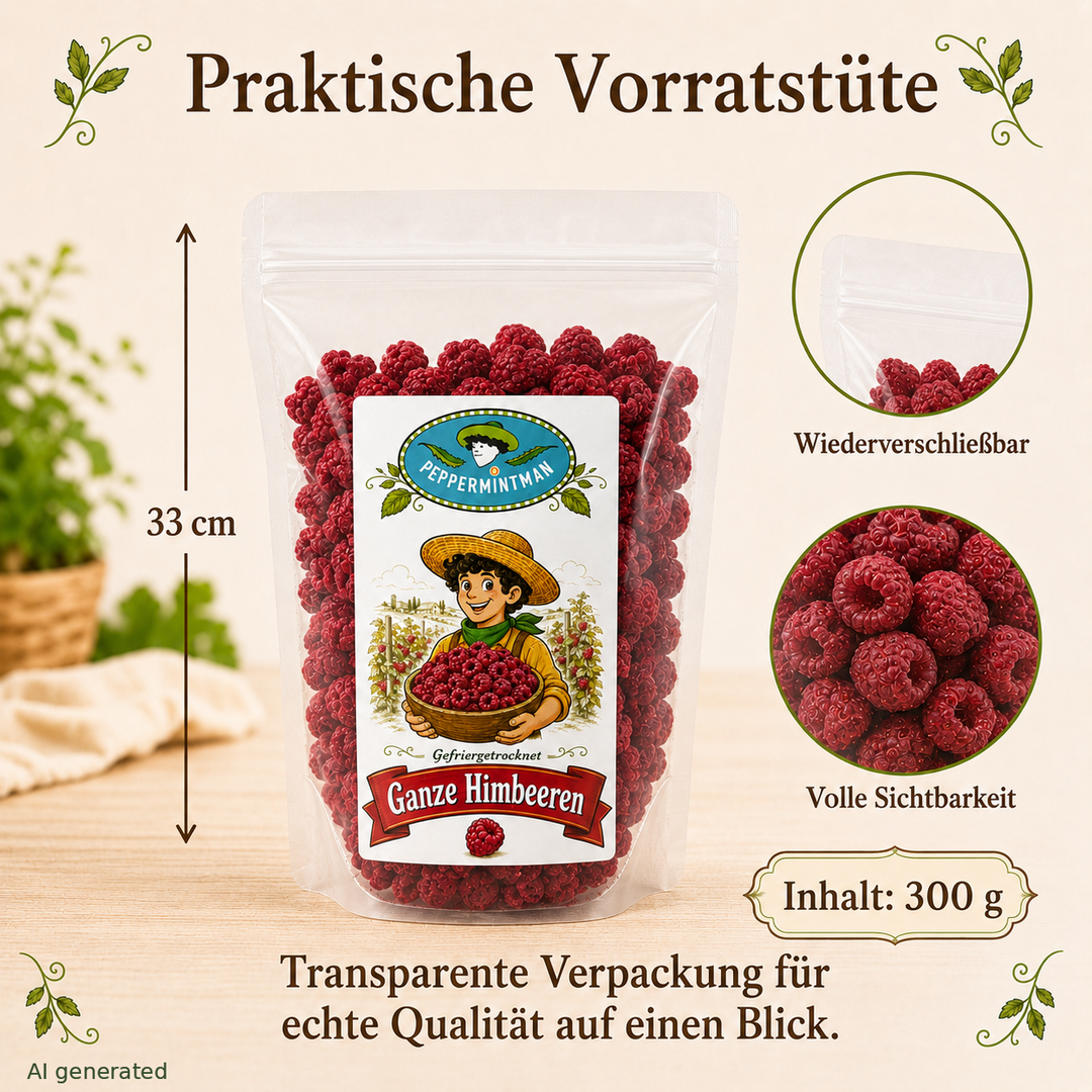 Himbeeren - ganze Früchte - gefriertrocknet - 100 % natürlich