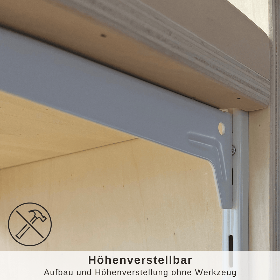 Produktaufsteller, Warendisplay- Bodenaufsteller - Holz massiv, variable Böden