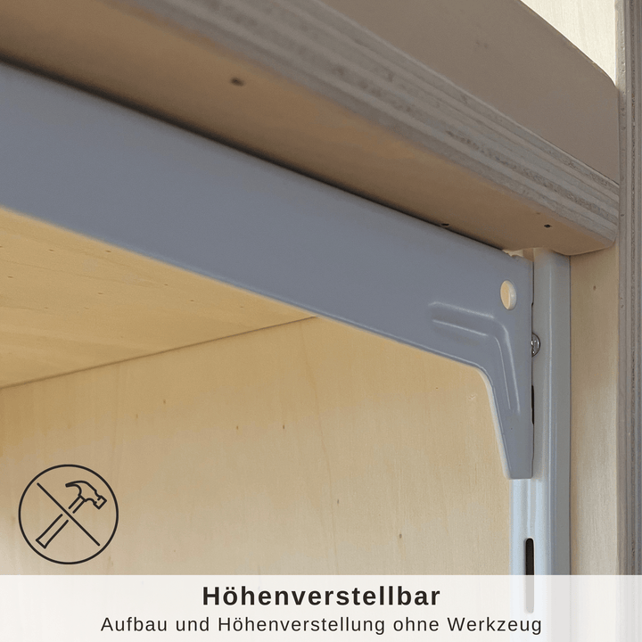 Produktaufsteller, Warendisplay- Bodenaufsteller - Holz massiv, variable Böden
