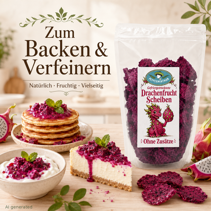 Drachenfrucht, Scheiben, gefriergetrocknet, 100 % natürlich