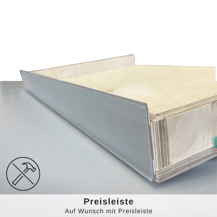 Produktaufsteller, Warendisplay- Bodenaufsteller - Holz massiv, variable Böden