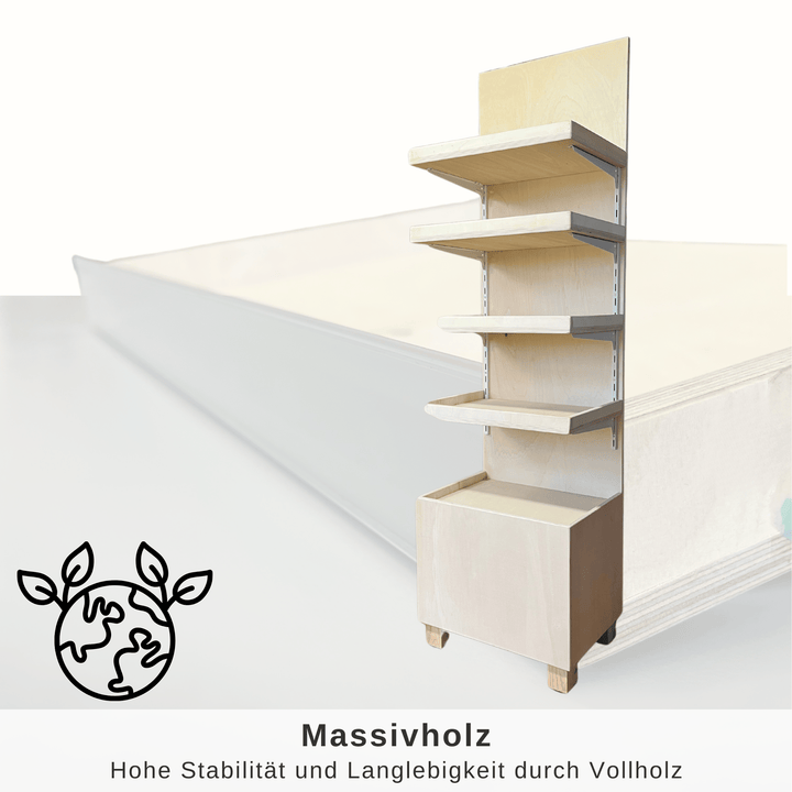 Produktaufsteller, Warendisplay- Bodenaufsteller - Holz massiv, variable Böden