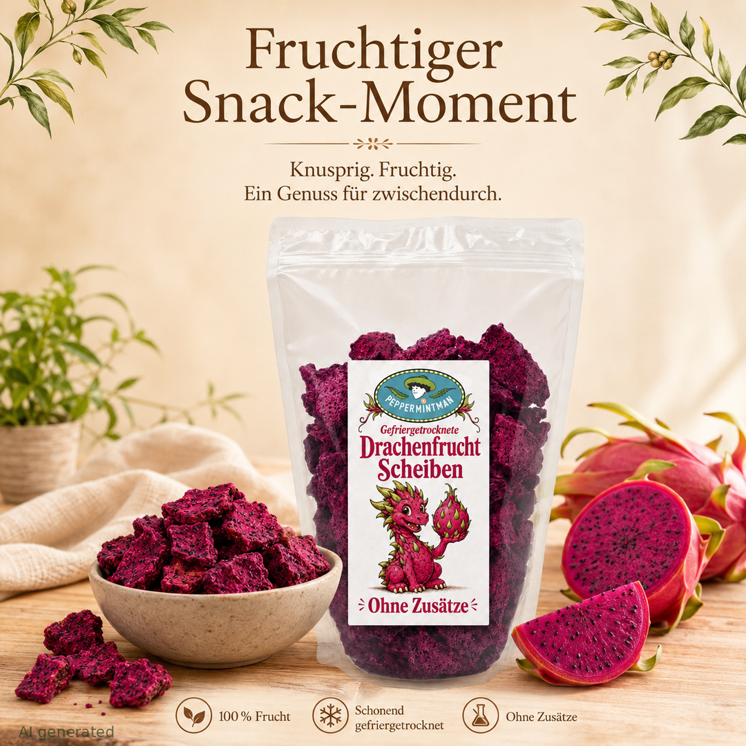 Drachenfrucht, Scheiben, gefriergetrocknet, 100 % natürlich