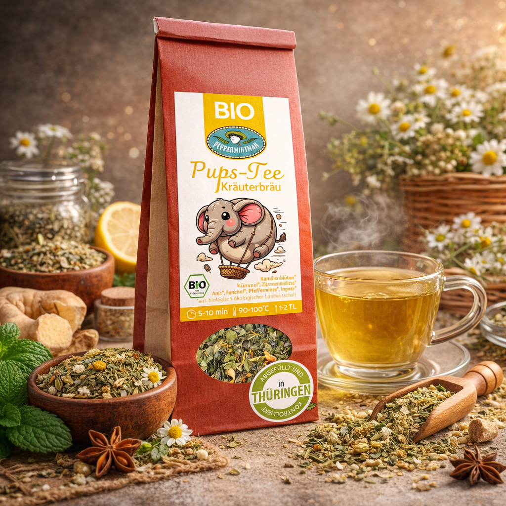 Thé bio pour chiots, mélange aux herbes